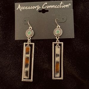 Turquoise and cow print earrings